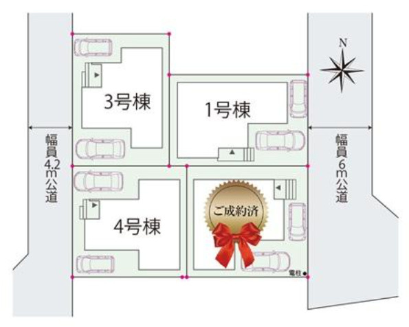 【仲介手数料無料】所沢市北秋津全４棟１号棟　所沢市の新築住宅なら西武ハウジングの区画図