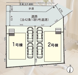 門真市江端町　2号棟の区画図