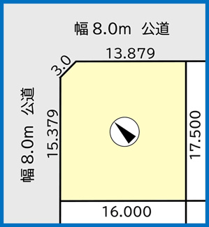 【土地図】 | 石狩市花川北２-５ 土地 | 敷地広々84坪の北側角地♪通行便利な立地です♪