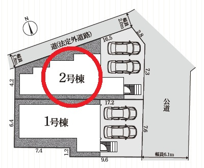 安城市東町第1　新築分譲住宅　全2棟　2号棟の区画図