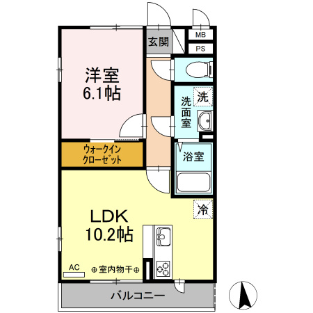 【間取り】 | ＢＬＥＳＳ戸塚弥生台 | ゆったりした１ＬＤＫのお部屋です！