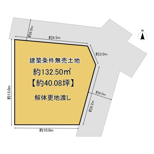 亀岡市篠町野条イカノ辻南の土地図|土地面積約40.08坪ございます！！