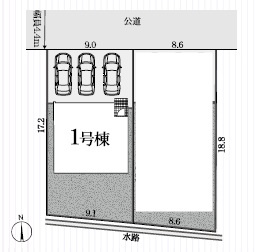 豊田市若林東町第1　新築分譲住宅　全1棟　1号棟の区画図
