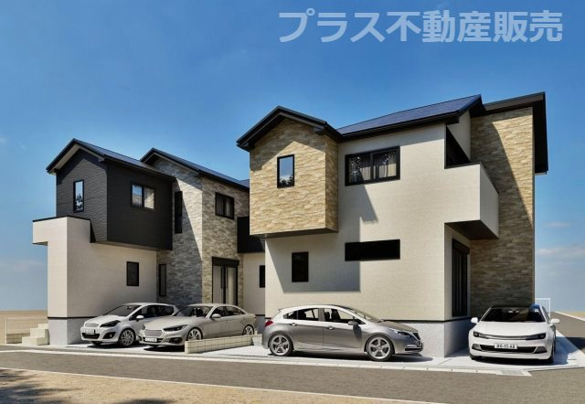 【外観】 | 福岡市早良区飯倉3丁目7期　2号棟（全3棟）【仲介手数料無料・0円】 | 完成イメージの外観パースです。