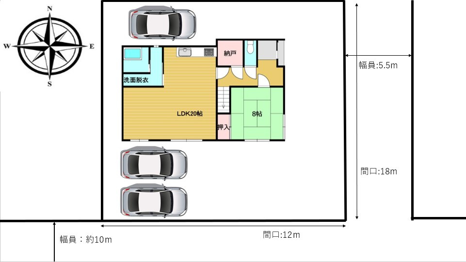 北見市中央三輪３丁目５００番地１１　中古売家の区画図|【区画図】駐車スペース位置など参考にしてください。