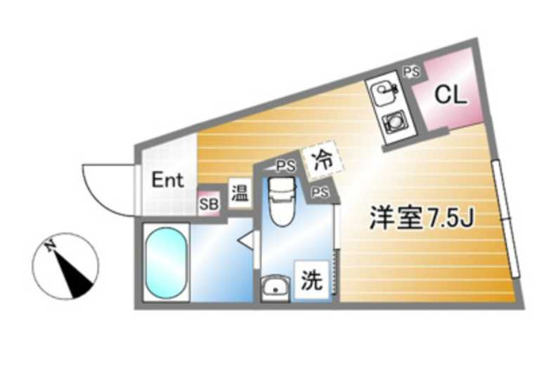 GRANQUALWAKABAYASHI　ネット無料　駅近　ペット相談の間取り