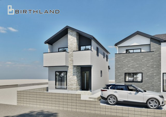 新築戸建・新築建売　郡山市大槻町17期　柴宮小・第一中の外観パース|【1号棟】完成予想図