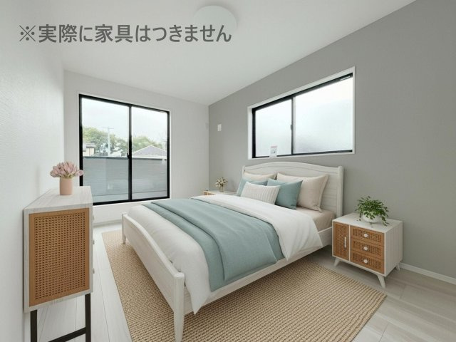 新築戸建・新築建売　郡山市大槻町17期　柴宮小・第一中の洋室|画像はバーチャルホームステージングの加工による演出で、実際の家具は付きません。