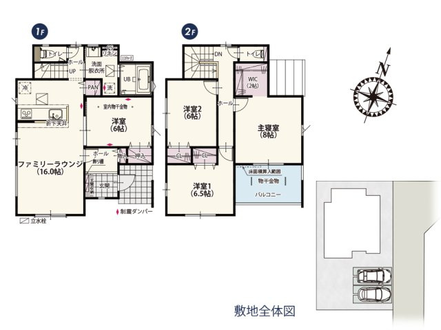 【間取り】 | 洗面脱衣所と階段が近くお洗濯物を干しに行く際も動線が短くラクラク♪ゆとりのある間取りは暮らす人に合わせた使い方ができるので嬉しいですね。