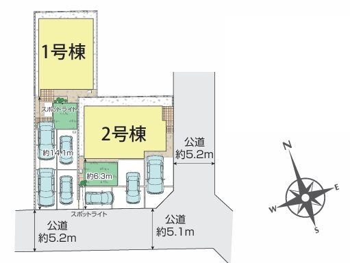 高座郡寒川町岡田8丁目　新築戸建　1号棟の区画図|区画図◇