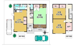 【間取り】 | 中古戸建　明石市朝霧南町 | ３ＬＤＫ
