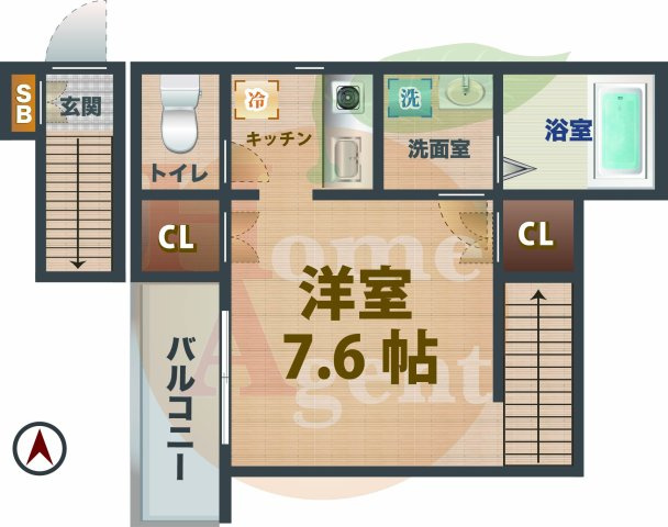 【間取り】 | ヴァン・アレイ | 1Rのお部屋です。