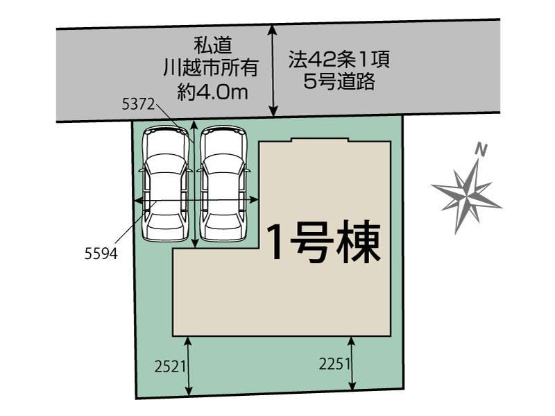 川越市下広谷3期全1棟　新築戸建の区画図|2026/6/4撮影
