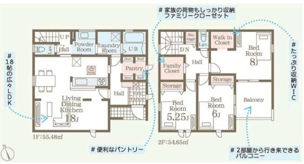 リーブルガーデンS第12富士見町時沢　5号棟の間取り|収納充実♪南向きの4LDKで陽当たり良好な間取りです！
土地面積409.69㎡、建物面積110.13㎡で十分な広さです！