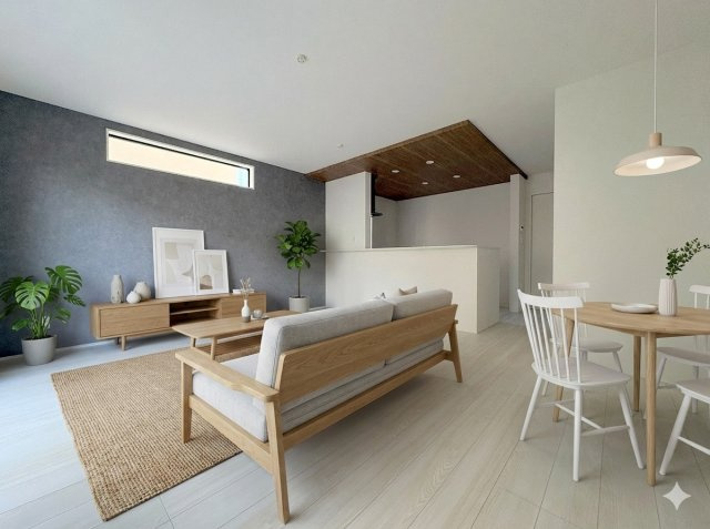 三郷市彦糸1丁目　新築戸建　全2棟　2号棟の居間・リビング|同施工会社の参考写真にCGによる画像処理を行っています。家具、小物、カーテン等はイメージはCGです。