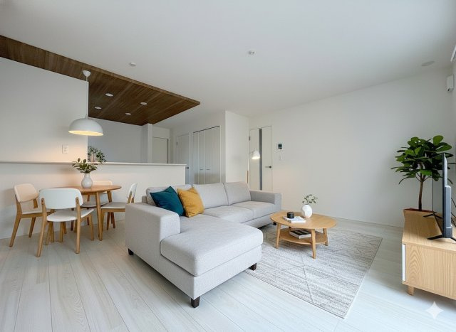 三郷市彦糸1丁目　新築戸建　全2棟　2号棟の居間・リビング|同施工会社の参考写真にCGによる画像処理を行っています。家具、小物、カーテン等はイメージはCGです。
