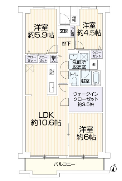 パレ平塚すみれ平四番館　の間取り