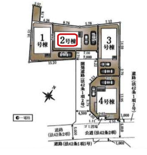 清瀬市下宿2丁目・全4棟　新築一戸建　2号棟の区画図|【全4棟・2号棟】土地面積120.11平米（約36.33坪）