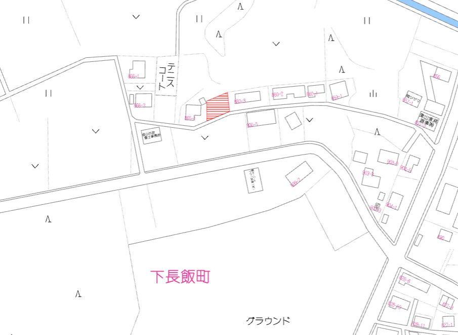 都城市下長飯町の売地の土地図