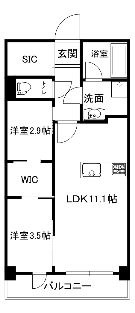 大阪市中央区谷町７丁目の賃貸マンションの間取り