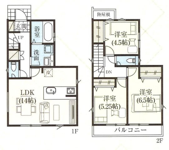 府中市新町2丁目　中央線　国分寺駅　新築戸建の間取り