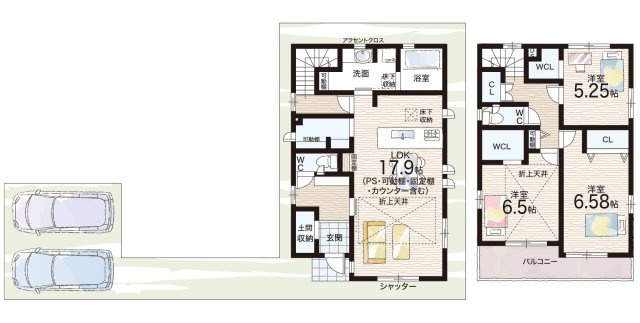 ■枚方市香里ケ丘　新築一戸建ての間取り|2号地