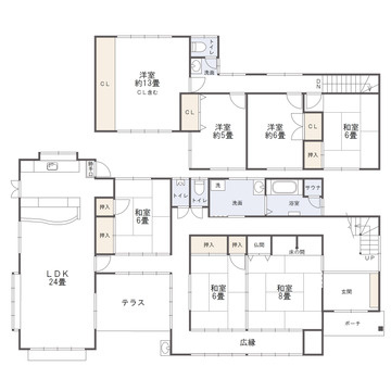 福山市沼隈町上山南　戸建住宅の間取り|南東向きです！