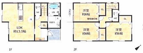 厚木市上荻野　中古戸建の間取り