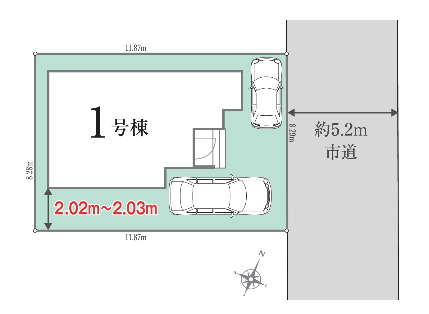 狭山市水野・全1棟　新築一戸建　～リビング階段～の区画図|車種制限はありますが駐車2台可能！
