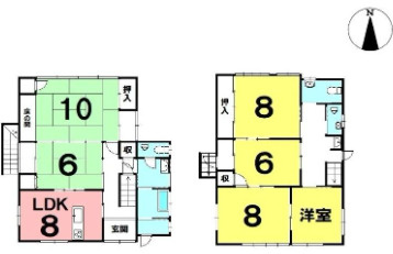 【部屋数豊富】高知市大津乙　中古一戸建ての間取り|部屋数豊富なゆとりのレイアウト。