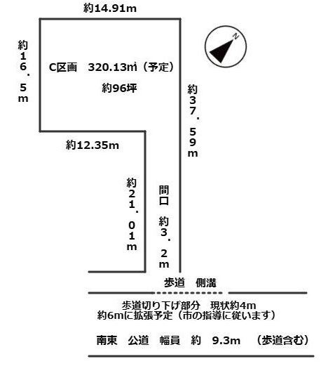 【土地】川越市天沼新田売地Ｃの土地図