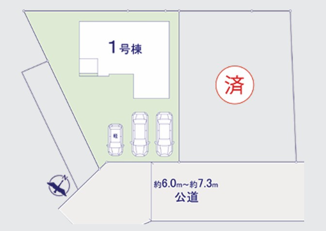 熊谷市玉井南1期の区画図|図面と現況が異なる場合、現況を優先とします。【1号棟】
