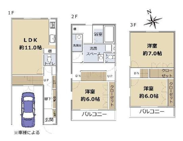 甲子園九番町の間取り|6帖以上の居室が3部屋あるゆとりある間取
