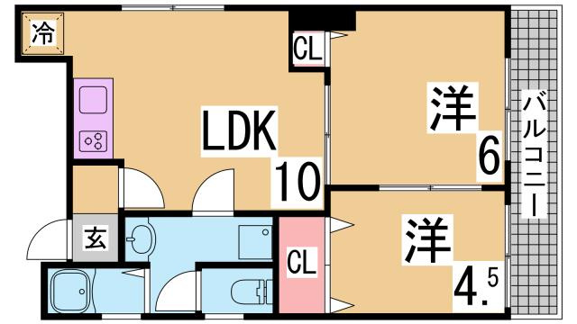 神戸市長田区西山町３丁目の賃貸マンションの間取り