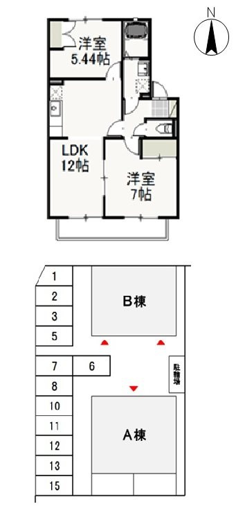アネーロ花尻　Ａ の間取り