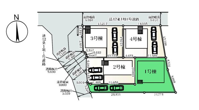 【区画図】 | クレイドルガーデン前橋市稲荷新田町第3ー① | 大利根小学校、箱田中学校まで共に徒歩10分圏内！