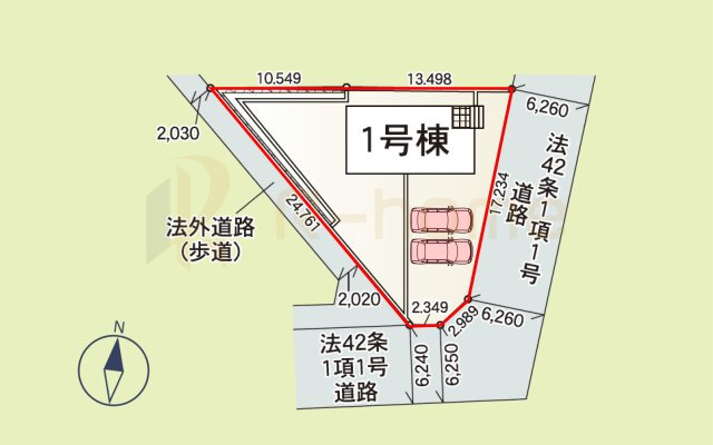 つくば市桜が丘第1　新築戸建て　1号棟の区画図|大きなお買い物だからこそ、メリット・デメリットを伝えさせて頂きます。
R-homeにお任せください♪