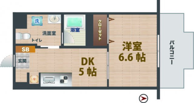 【間取り】 | アザレアベニュー関根 | 1DKのお部屋です。
