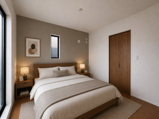 桜井市西之宮の寝室|洋室6帖（画像の家具はAIによって作成したものです）