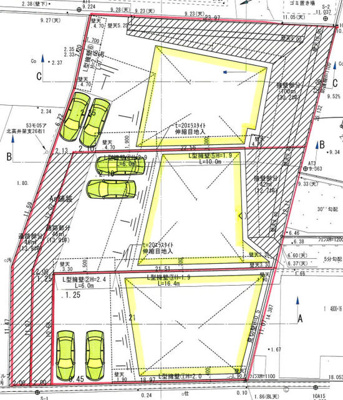 【区画図】 | 住宅用地・１区画 | 車、建築可能面イメージ
