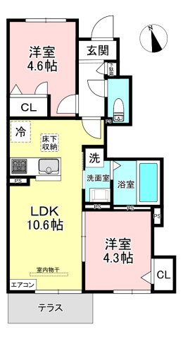【間取り】 | 【新築】(仮称)ELPIS COURT KURIKI | カップルさんやファミリーさんにもオススメの2LDKタイプ！なんと言っても角部屋なのが嬉しい♪