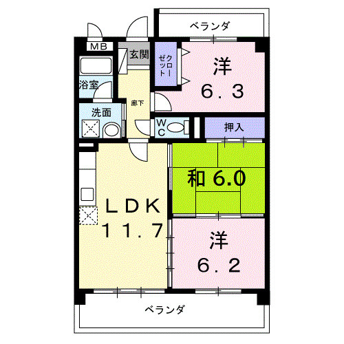 パラマウントビレッジ東岩田　Aの間取り