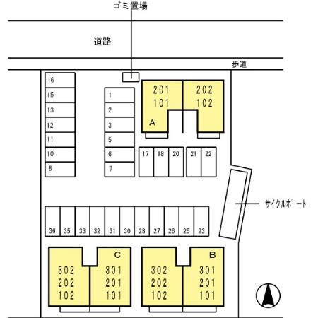 アンソレイユ　B棟の区画図