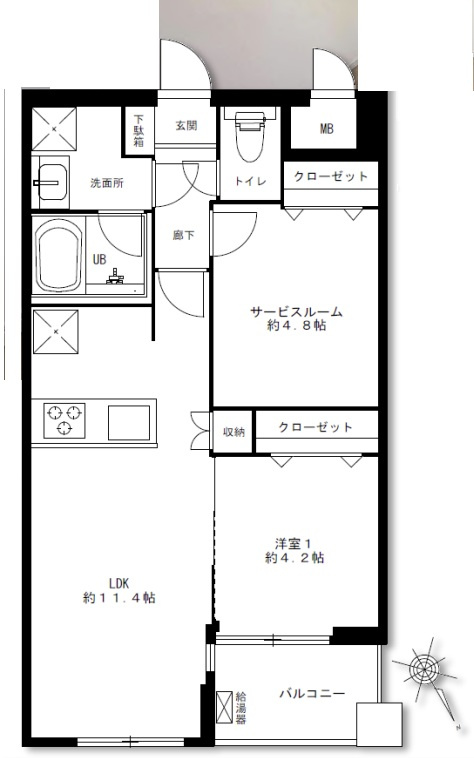 パレ・ソレイユ世田谷二丁目の間取り|パレ・ソレイユ世田谷二丁目：各居室収納が付いた１SＬＤＫ新規内装リノベーション物件です！