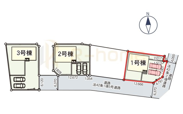 小美玉市羽鳥第13　新築戸建て　1号棟の区画図|大きなお買い物だからこそ、メリット・デメリットを伝えさせて頂きます。
R-homeにお任せください♪