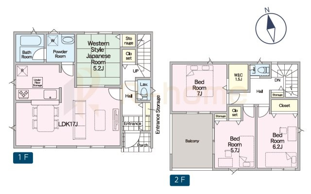 小美玉市羽鳥第13　新築戸建て　1号棟の間取り|4LDK＋WIC、土地面積195.52m2、建物面積98.00m2