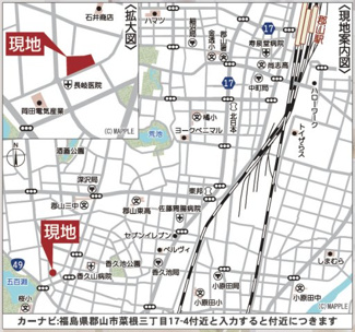 【地図】 | 桜小学校・郡山第三中学校区　GRADLE GAEDEN 郡山市菜根　第８　全７棟　５号棟 | 【案内図】菜根３丁目エリアに全７区画(^^)/　商業施設、コンビニ、スーパーなどが近くにありますので便利です♪