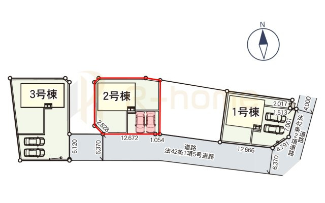 小美玉市羽鳥第13　新築戸建て　2号棟の区画図|大きなお買い物だからこそ、メリット・デメリットを伝えさせて頂きます。
R-homeにお任せください♪