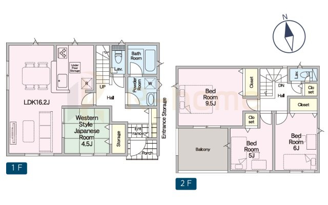 小美玉市羽鳥第13　新築戸建て　2号棟の間取り|4LDK＋全居室収納、土地面積209.33m2、建物面積97.59m2