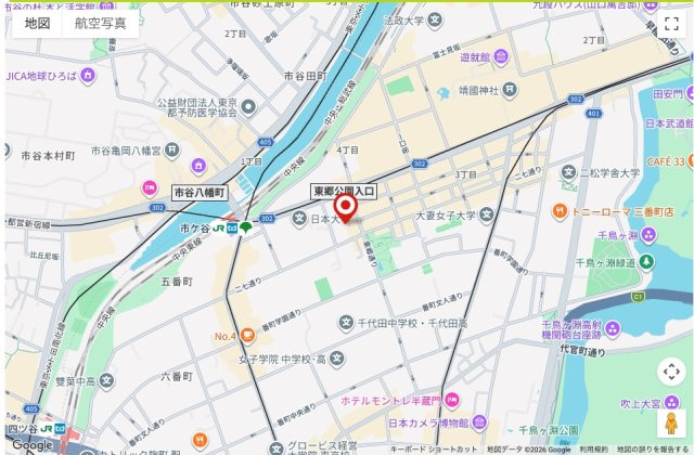 ★仲介手数料無料★プラウド九段南（外壕水質改善により周辺の資産価値に期待できます）の地図